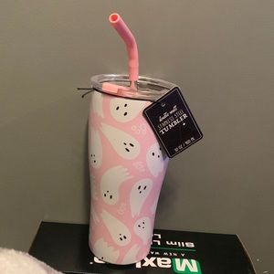 Pink and white ghost tumbler